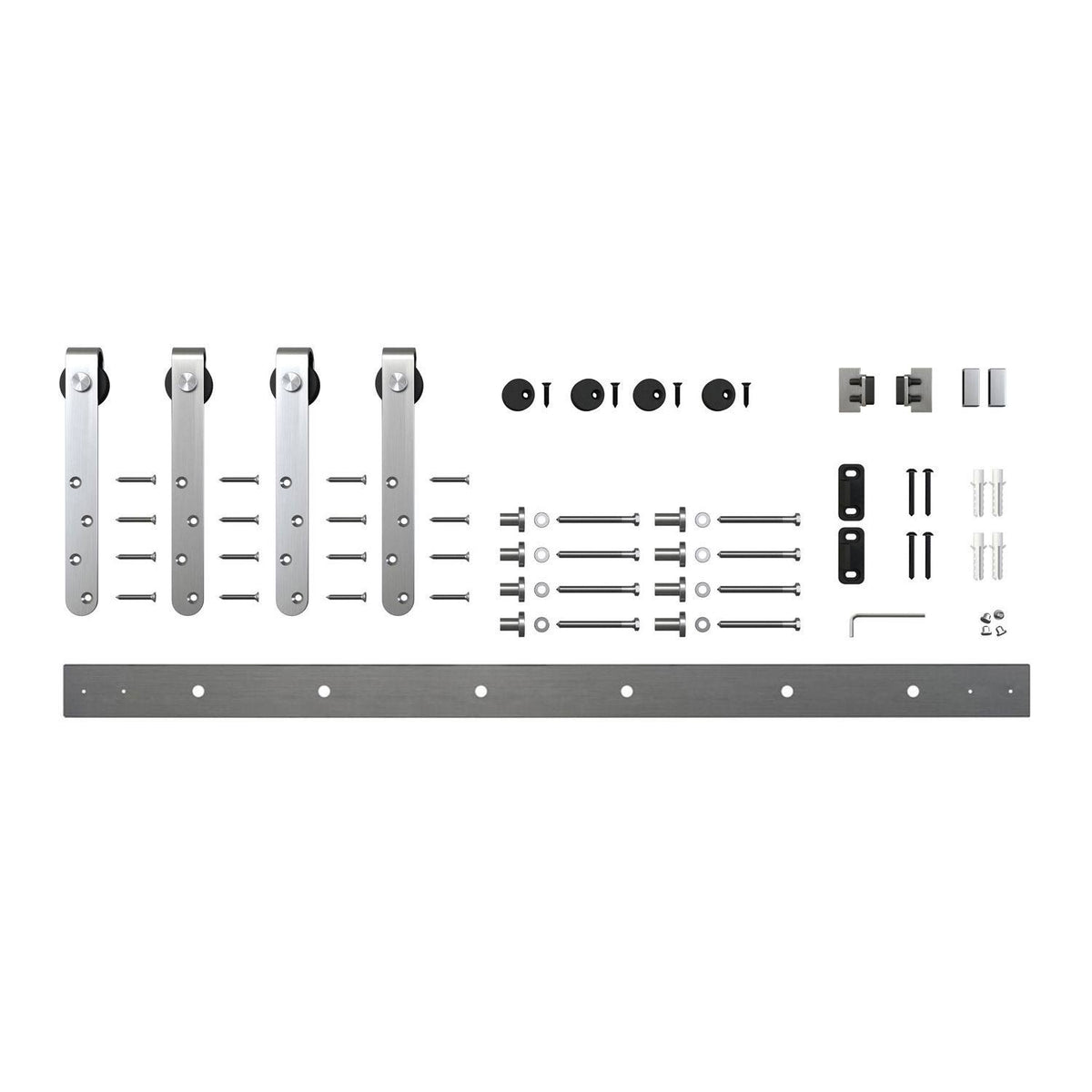Stainless Steel 60 in. Sliding Double Barn Door Hardware Kit V492721