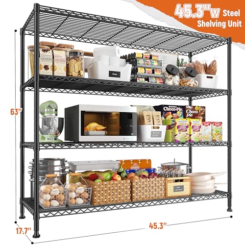 45.3''W 4 Tier Metal Wire Shelving Unit X6405