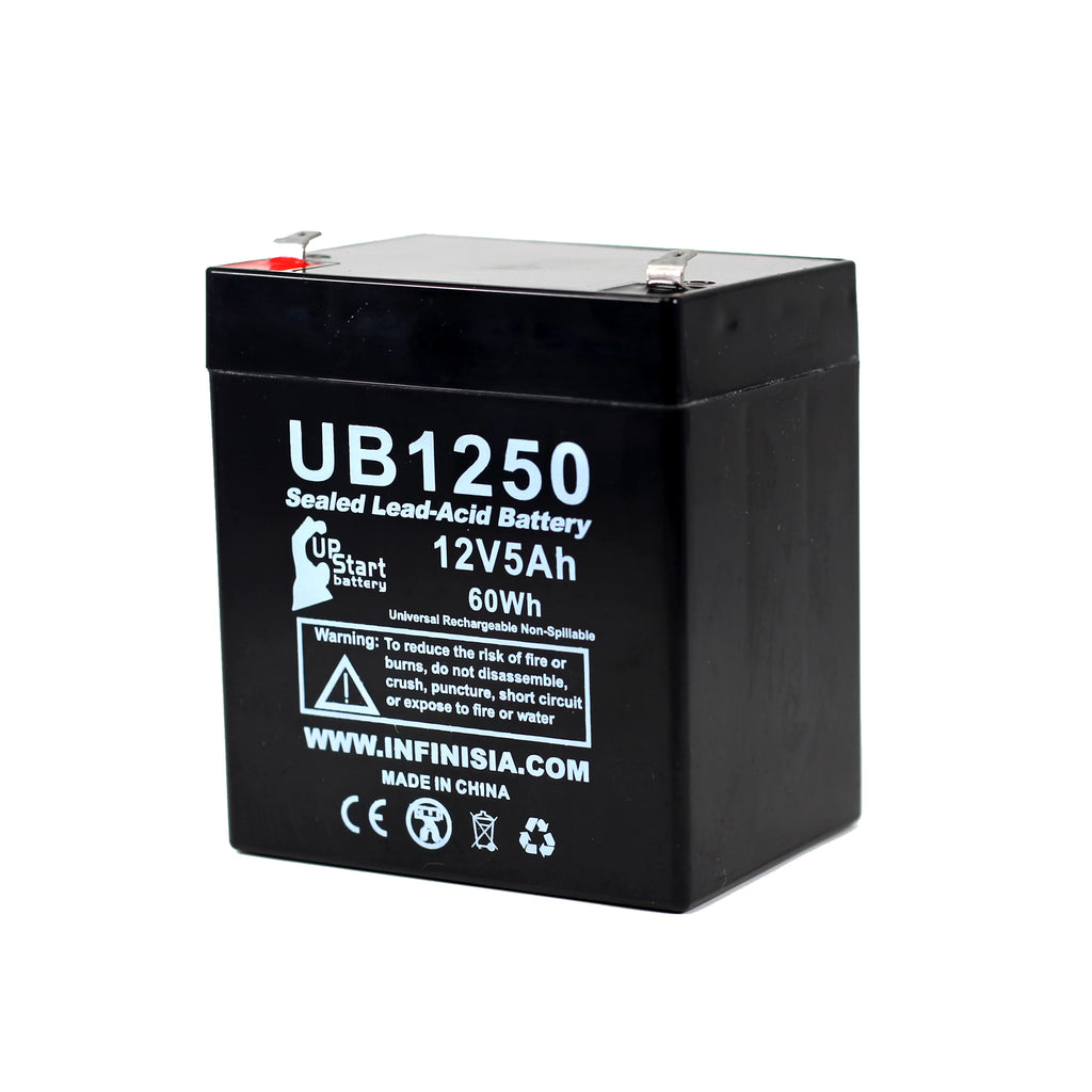 12V 5Ah Sealed Lead Acid Battery with F1 to F2 Terminal Adapters I1368