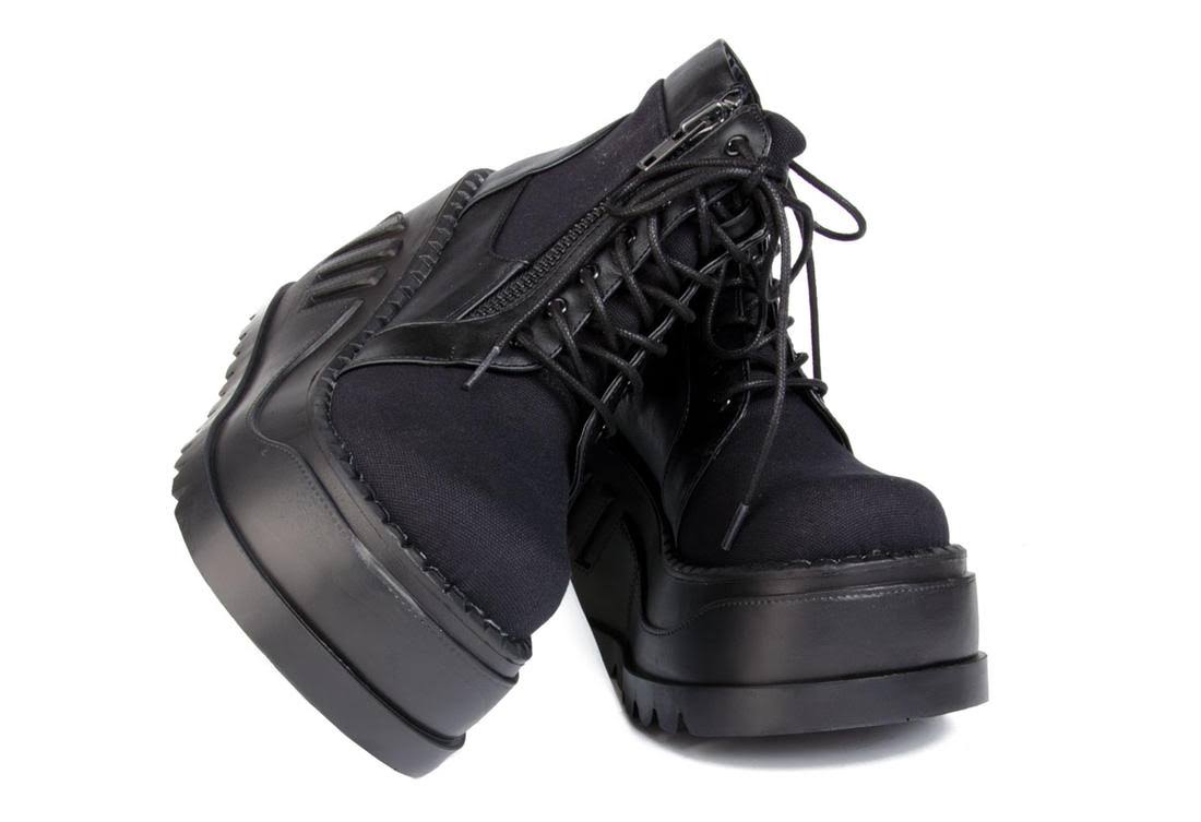Black Canvas Vegan Leather Boots B353972