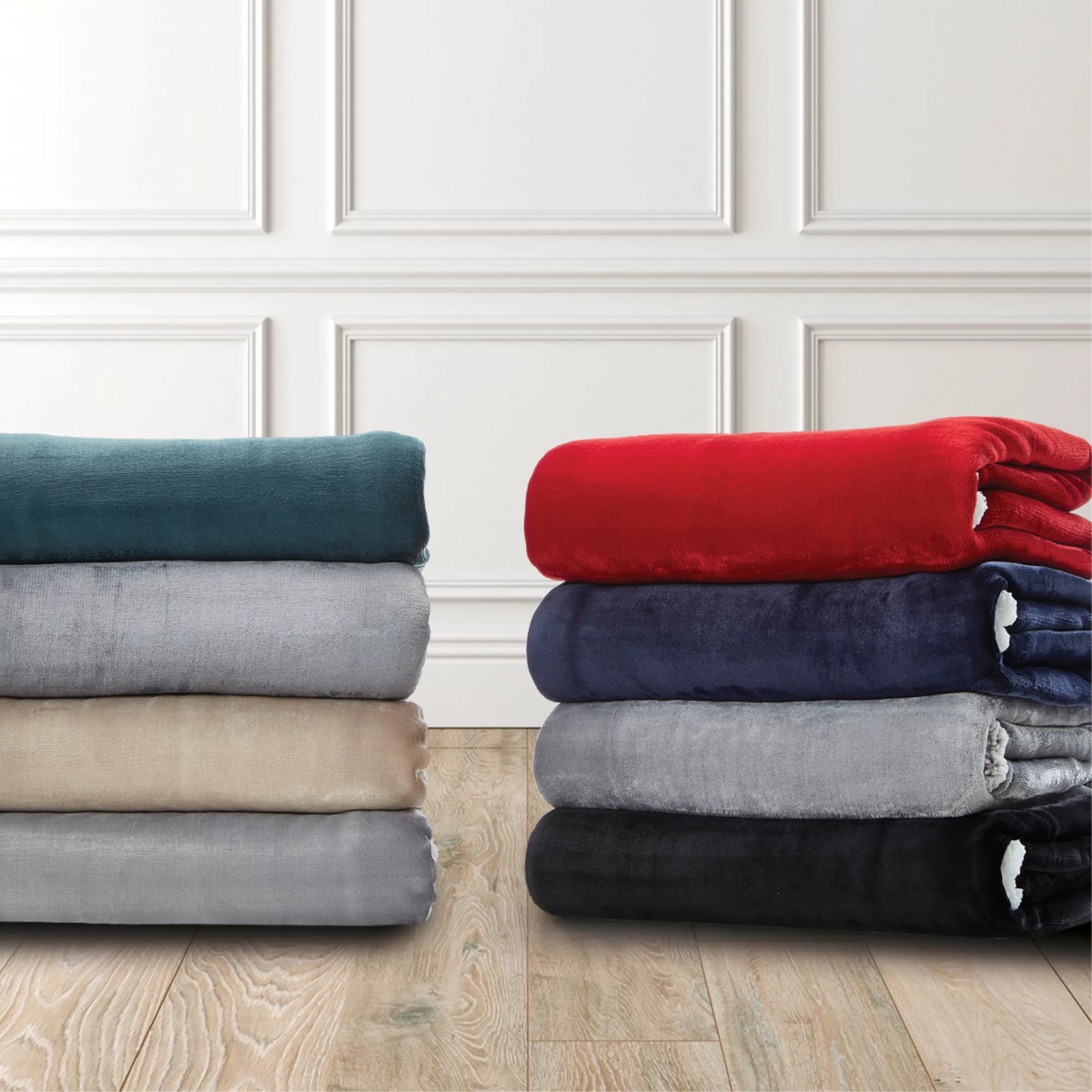 Flannel Reversible Sherpa Throw Blanket 90"x 90" Dark Grey Q250020
