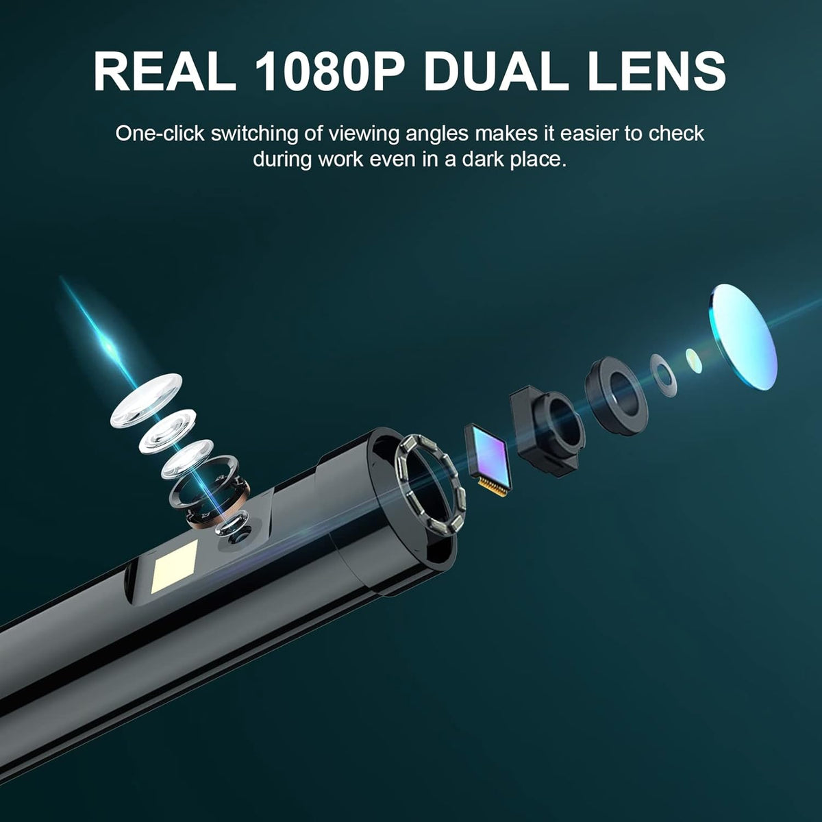 23FT Dual Lens Video Endoscope Inspection Camera with 8 mm IP67 Waterproof Semi-Rigid Cable M61405