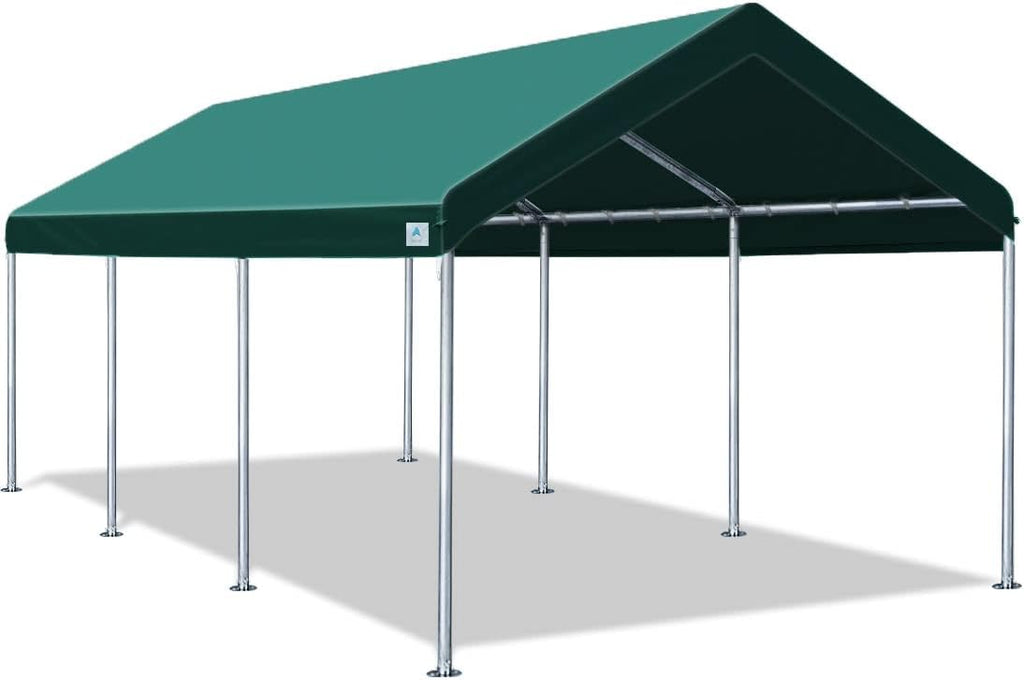 Adjustable 10x20 ft Heavy Duty Carport Canopy, Green D8546