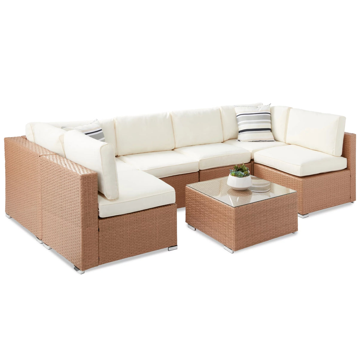 7 Piece Gray Wicker Sectional Set U691