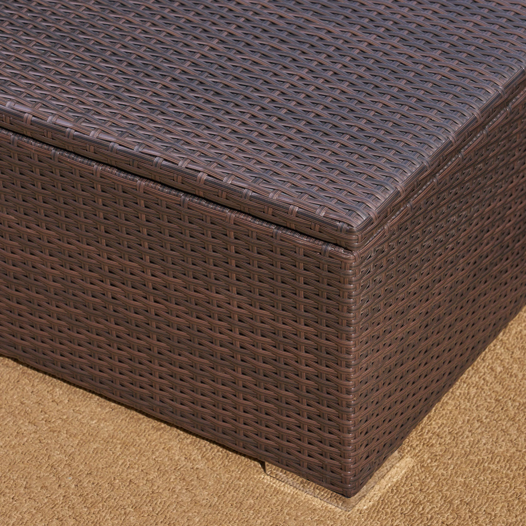 Multibrown Wicker Coffee Table with Storage F97304