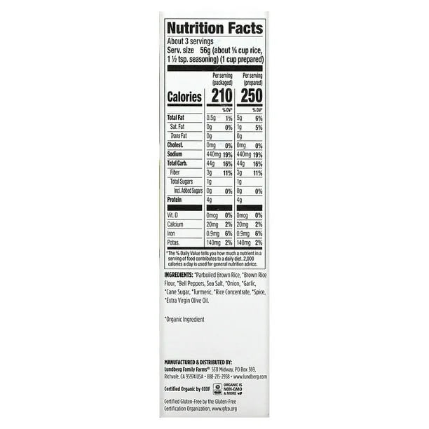 Organic Whole Grain Yellow Rice 6 oz Pack of 4 X61328