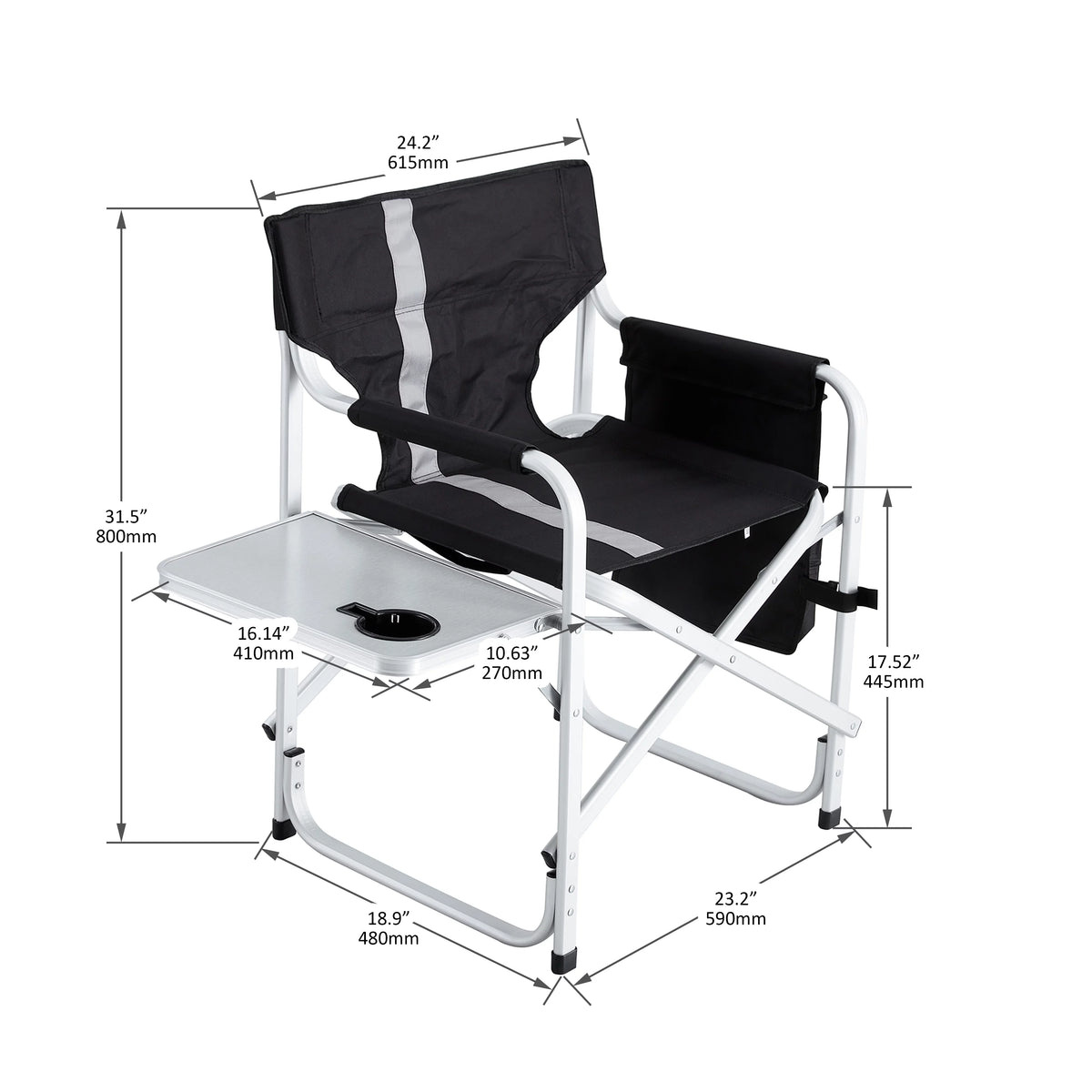 2-piece Padded Folding Chair with Side Table and Storage Pockets H421