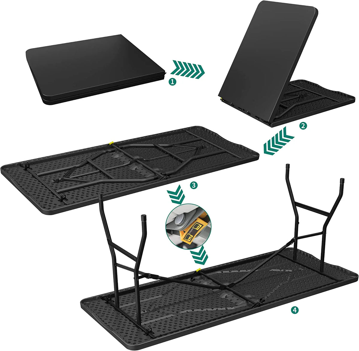 6ft Heavy-Duty Outdoor Folding Table with Carrying Handle, Black E55676