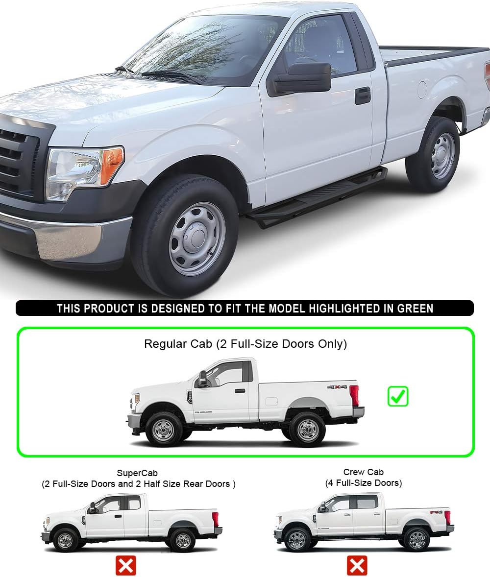 Aluminum Running Boards Compatible with Ford F150 Regular Cab D858808