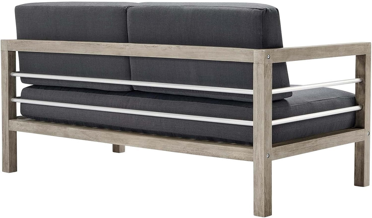 Light Gray Acacia Wood Patio Loveseat X5568