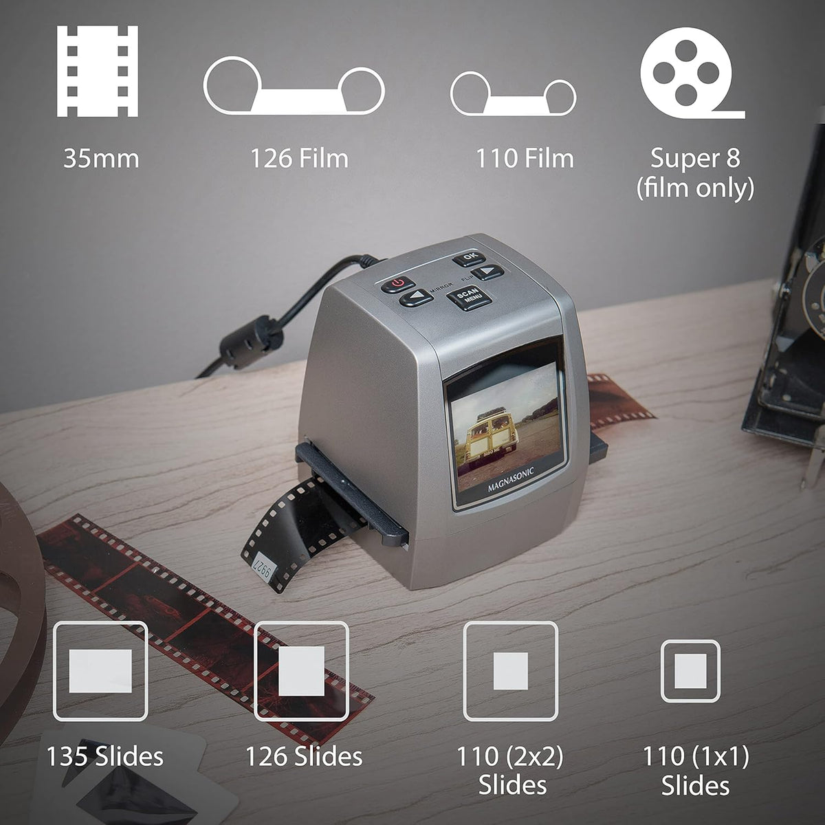 22MP Film Scanner with 2.4 LCD Screen and 128MB Built-in Memory L921341