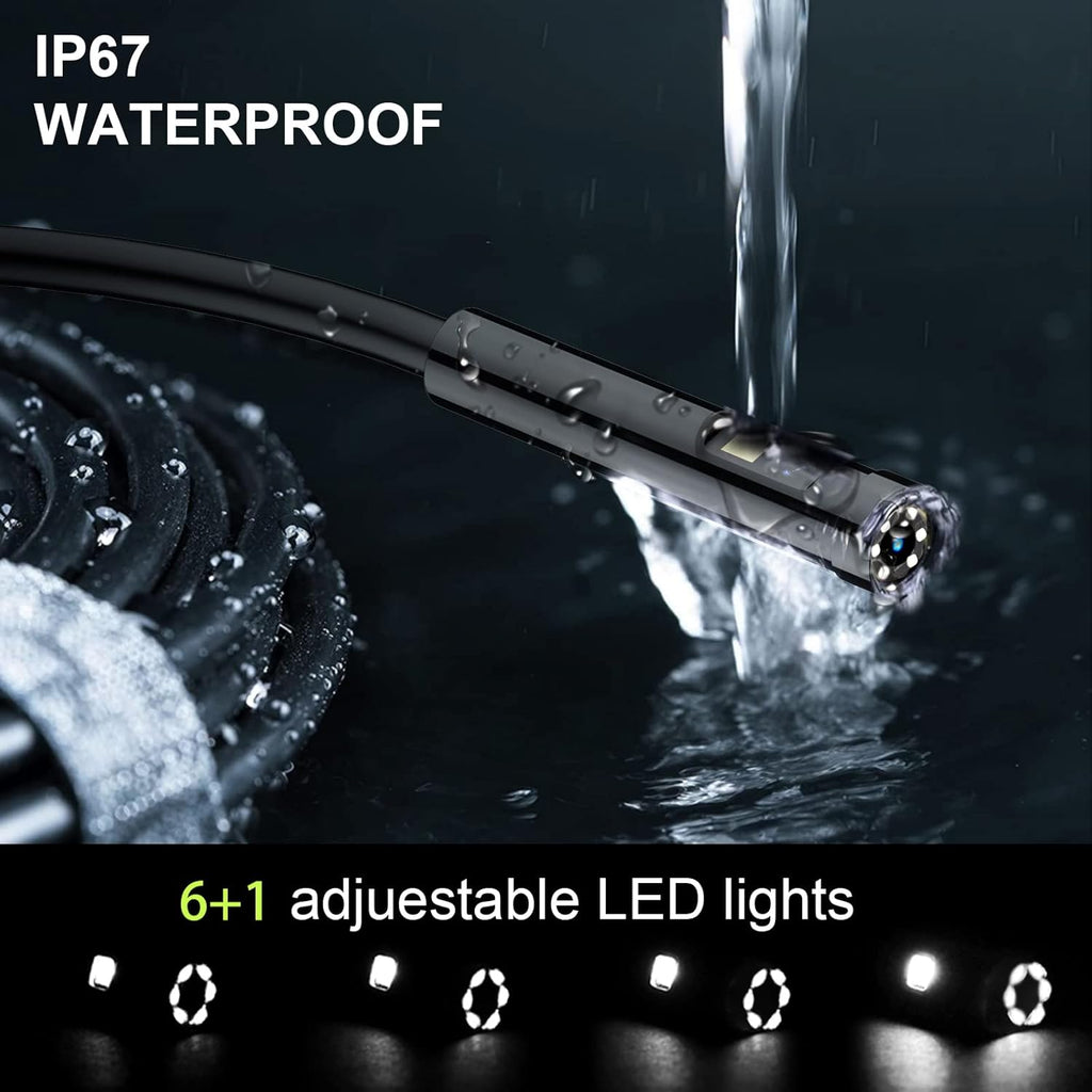 23FT Dual Lens Video Endoscope Inspection Camera with 8 mm IP67 Waterproof Semi-Rigid Cable M61405