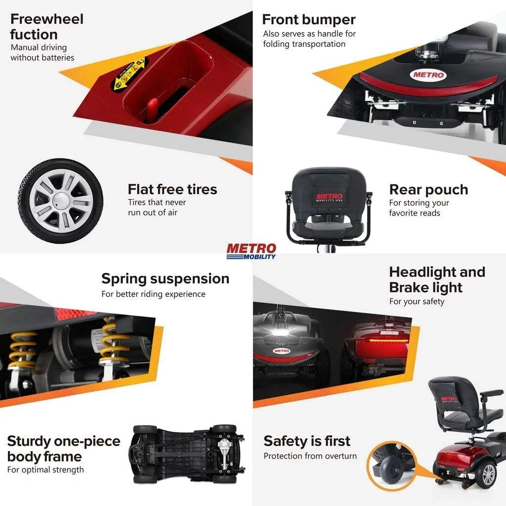 Folding 4 Wheel Scooter Red S36615