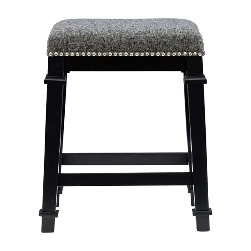 25" Black Wood Backless Counter Stool Y581