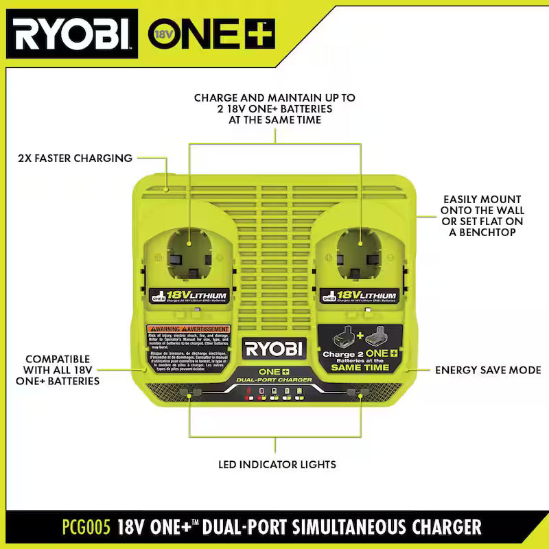 18V 4.0 Ah and 2.0 Ah Batteries and Dual-Port Charger Starter Kit Q491132