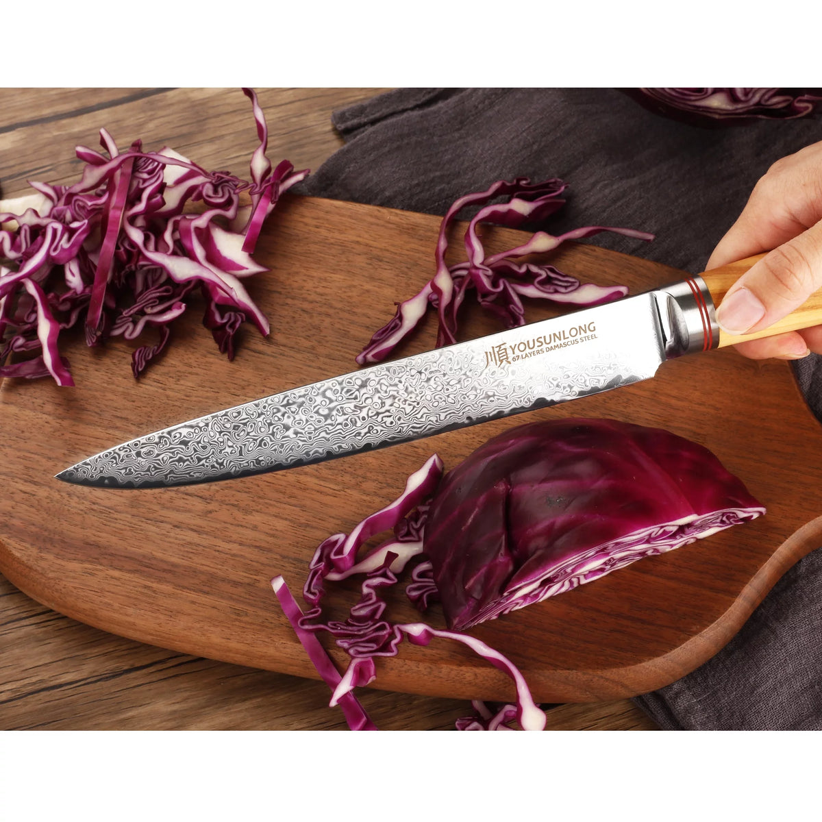 8 Inch Damascus Steel Olive Wood Carving Knife G92538