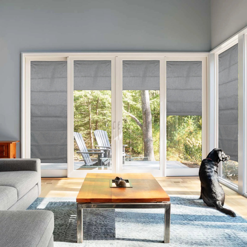 Gray Total Blackout Roman Shades 23"W x 64"H B396437