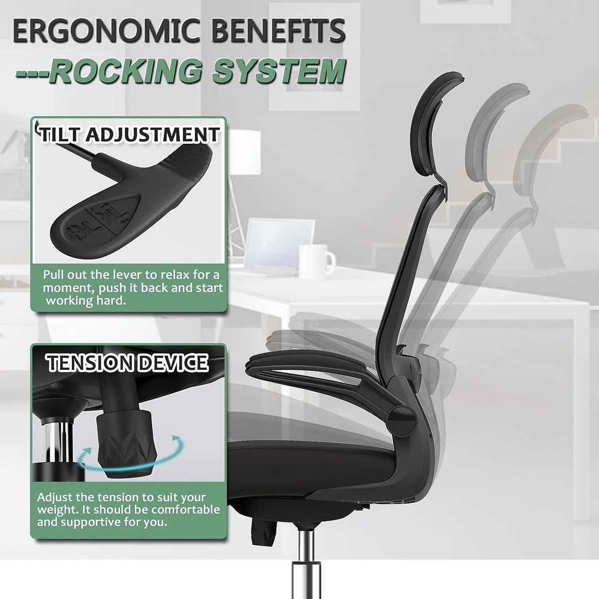 High Back Ergonomic Office Chair with Lumbar Support and Headrest V876