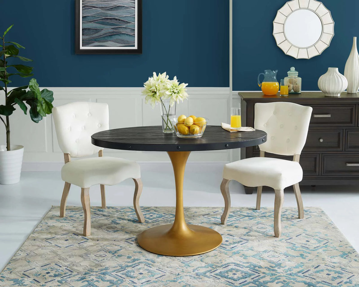 Black Gold Oval Wood Dining Table N668741