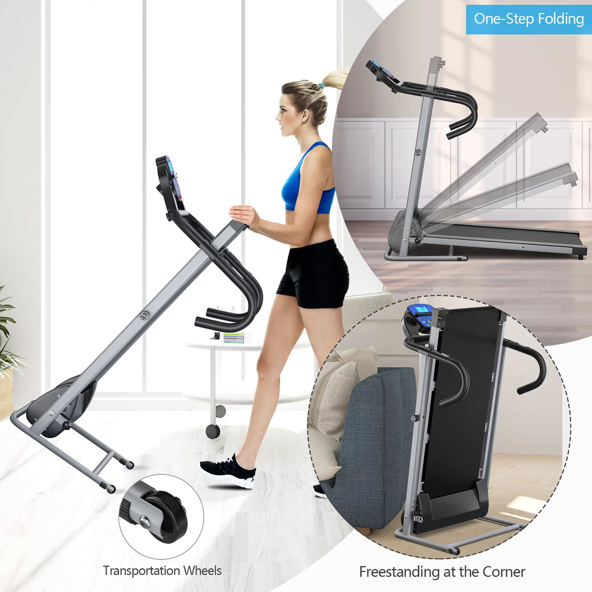 1100W Folding Electric Treadmill D897