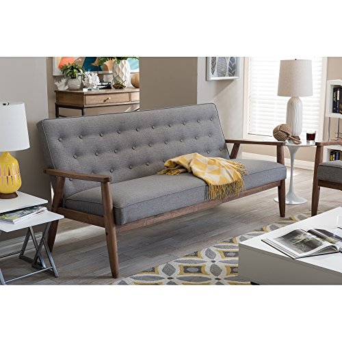 Black Faux Leather Upholstered Wooden 3-Seater Sofa E192646