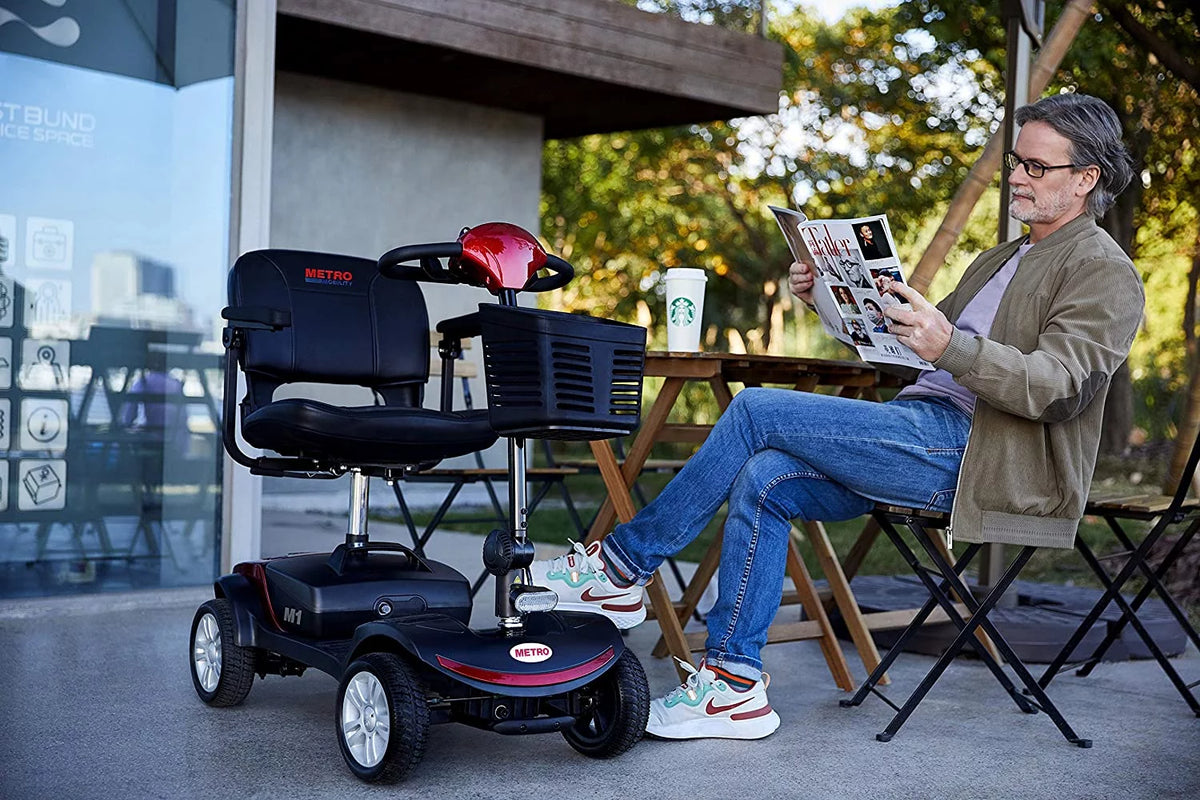 Folding 4 Wheel Scooter Red S36615
