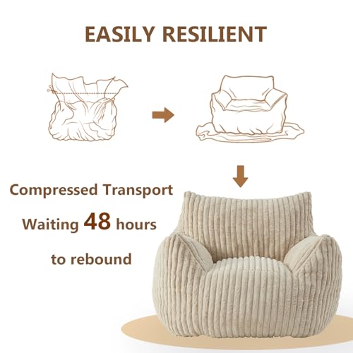 Fuzzy Bean Bag Chair with Armrests E204
