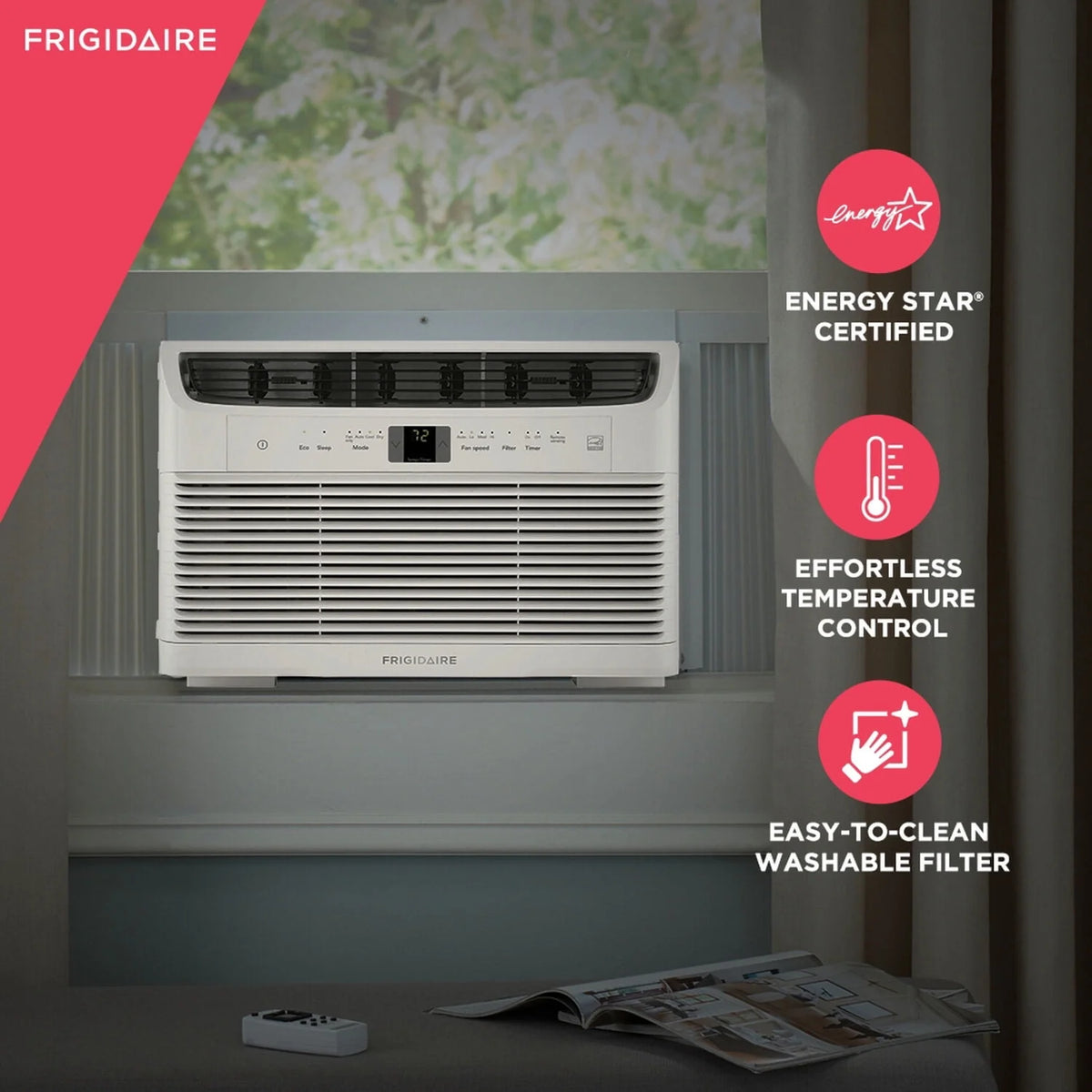 5,000 BTU Window-Mounted Air Conditioner with Remote Control, White E59582