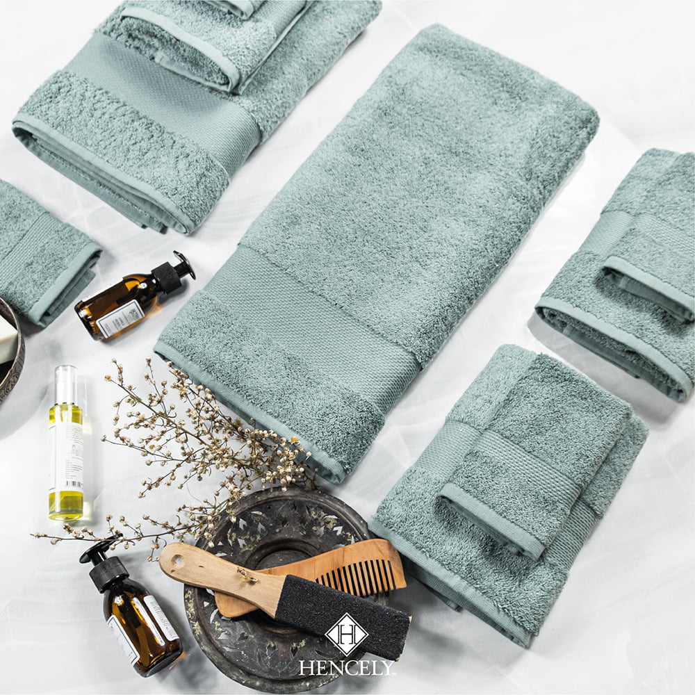 Bath Sheets Set of 2 Cotton Dark Green R1694