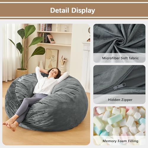 3 Feet Grey Micro Fiber Bean Bag Chair L805