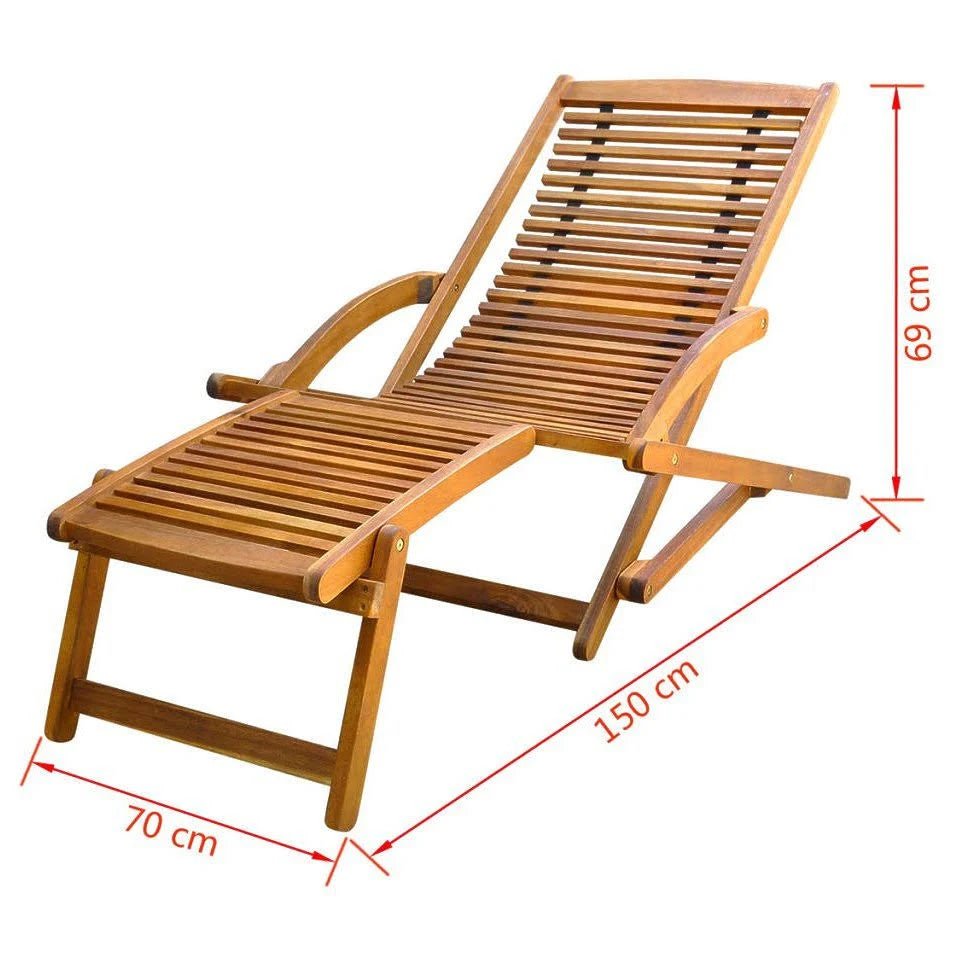 Acacia Wood Deck Chair with Footrest D10667