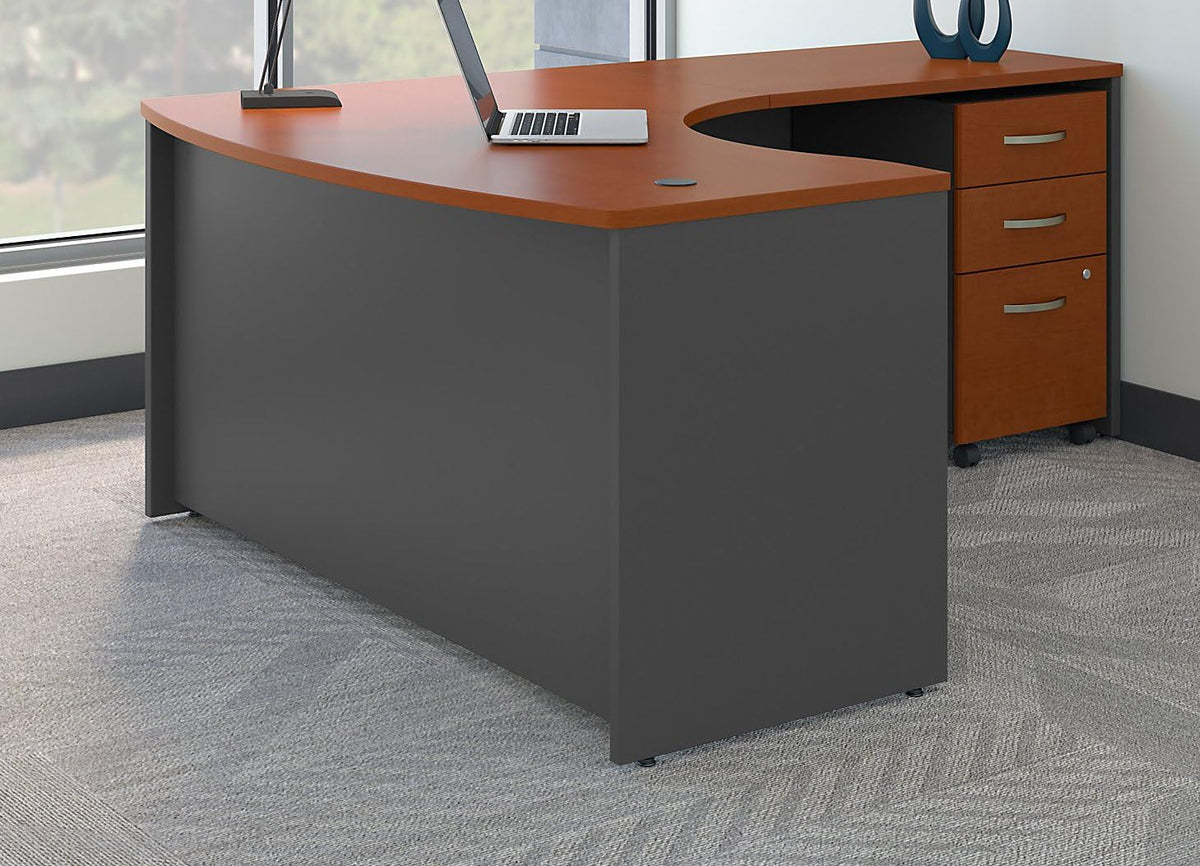 Hansen Cherry L Shaped Desk with Mobile File Cabinet B287
