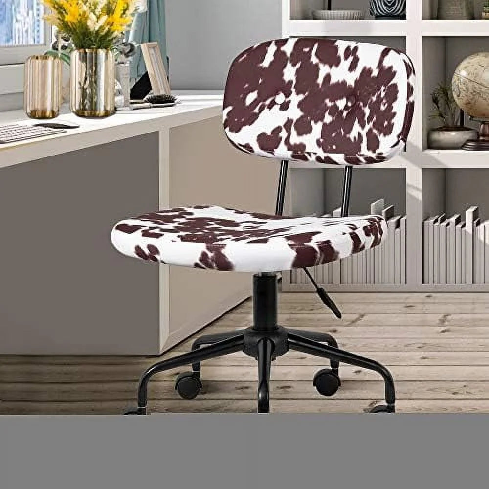 Plush Fabric Cow Print Swivel Office Chair A161430
