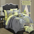 Grey Paisley Print 20 Pieces Comforter Bed In A Bag Set King Z311