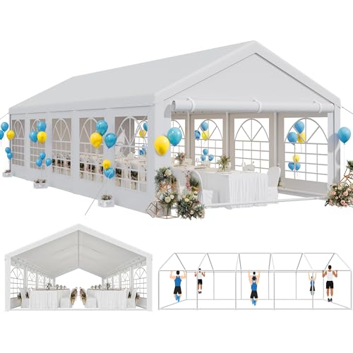 16x32ft Heavy Duty Galvanized Steel Party Tent with Removable Sidewall Windows E4016