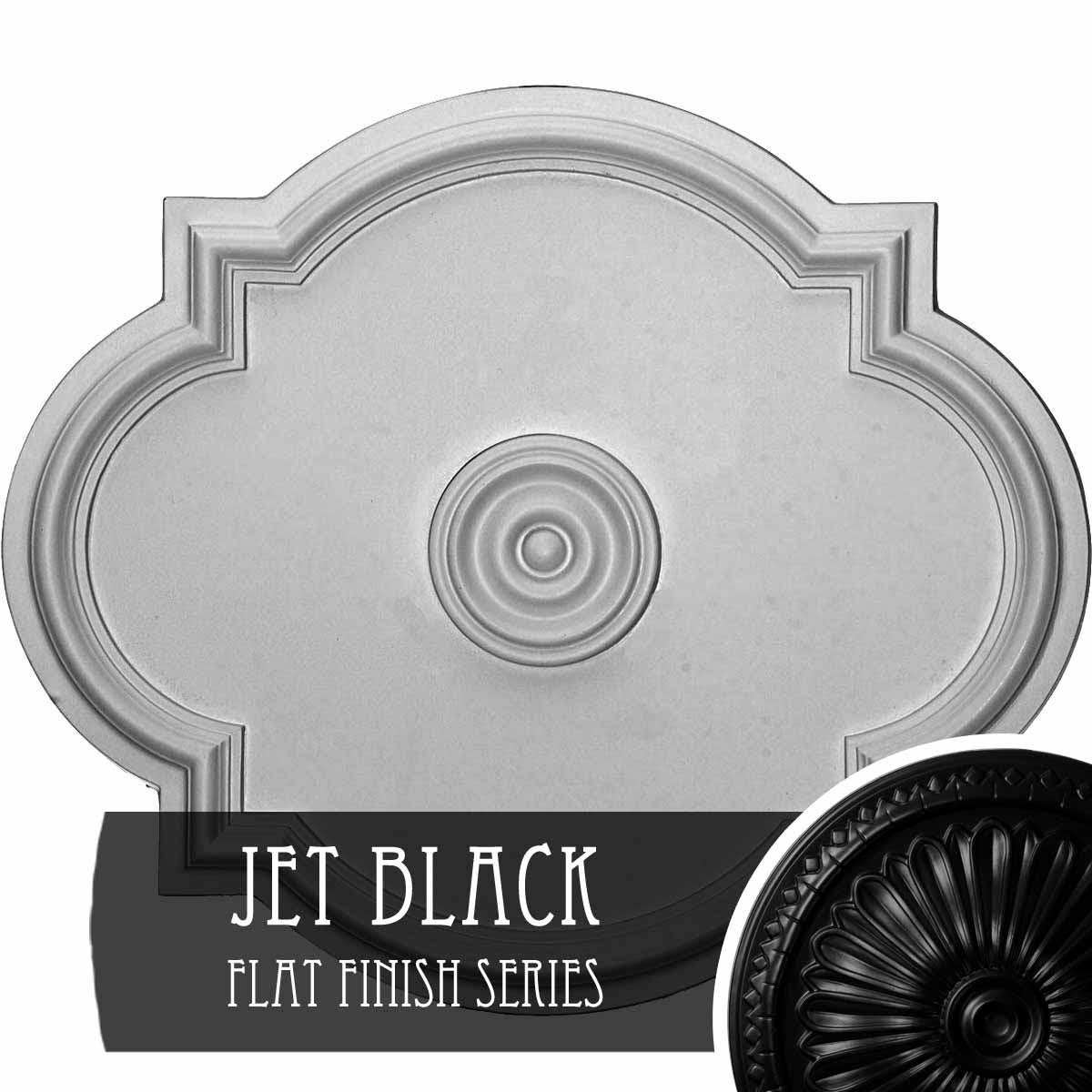 24 inch x 20 1/2 inch x 1 1/8 inch Hand-Painted Jet Black Ceiling Medallion E451126