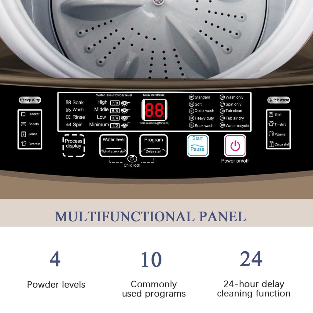 15.6 Lbs Full-Automatic Portable Compact Laundry Washer with Drain Pump F5654