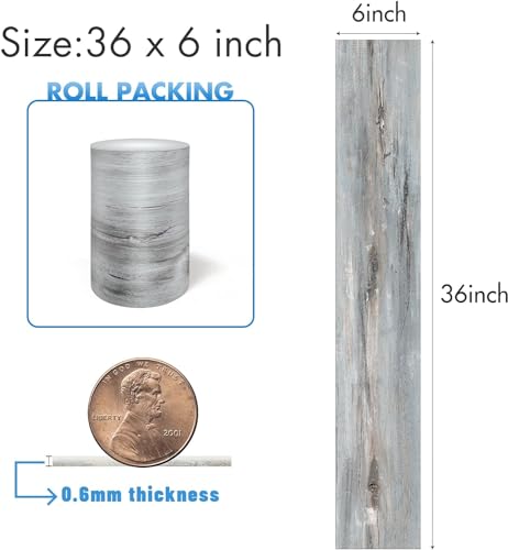 Grey Wood Peel and Stick Vinyl Floor Tile, 36 Pack W7614