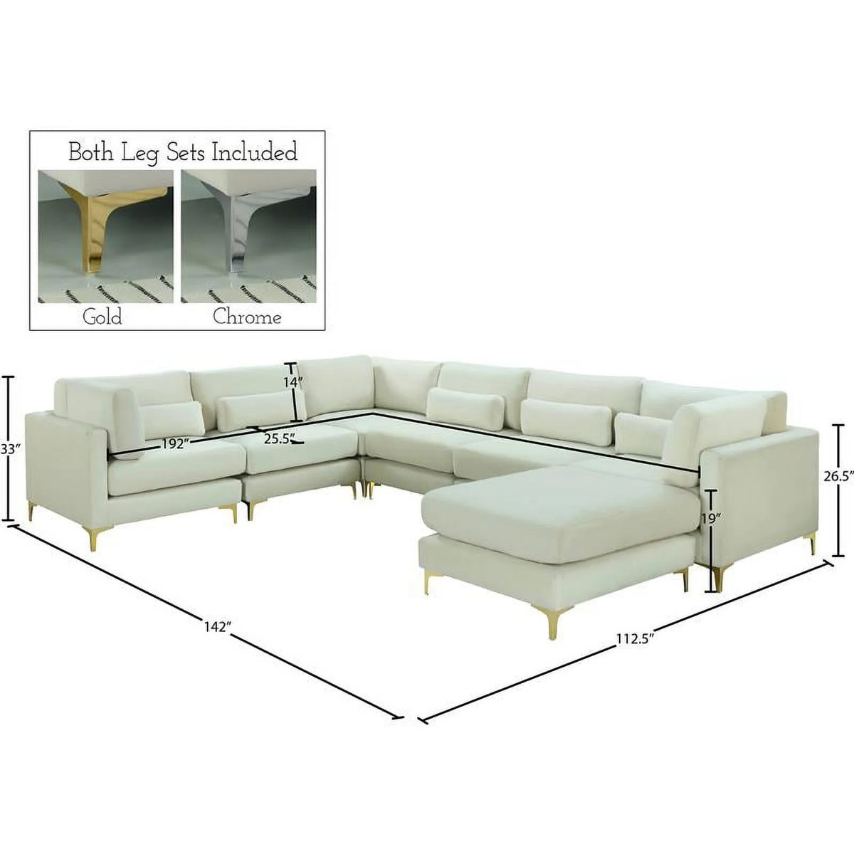 Cream Velvet Modular Sectional U36460