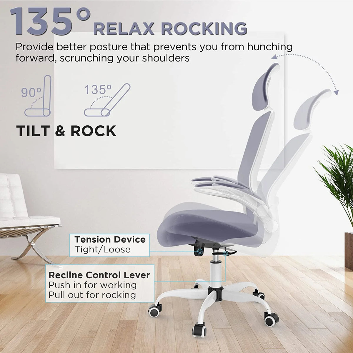High Back Ergonomic Office Chair with Lumbar Support and Headrest V876