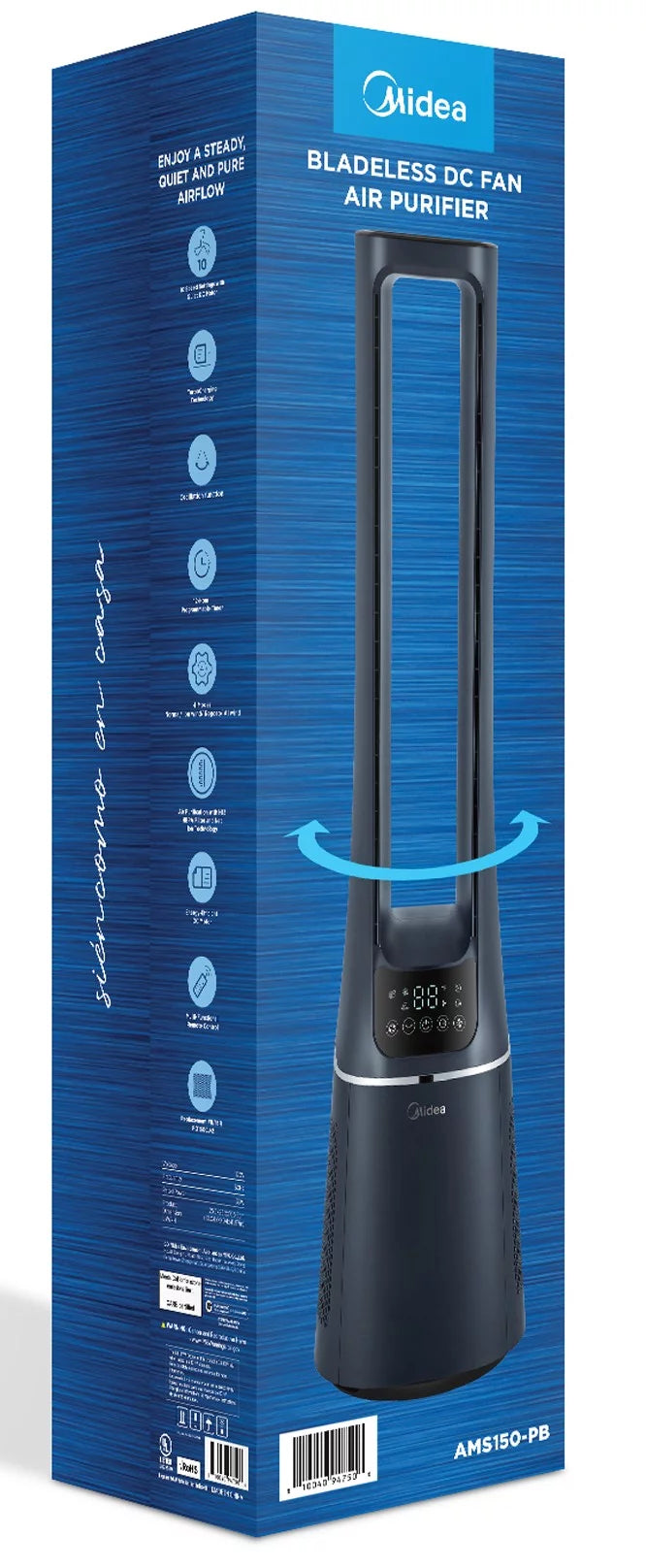 Tall 10-Speed Bladeless Tower Fan & HEPA Air Purifier with Remote Control X734