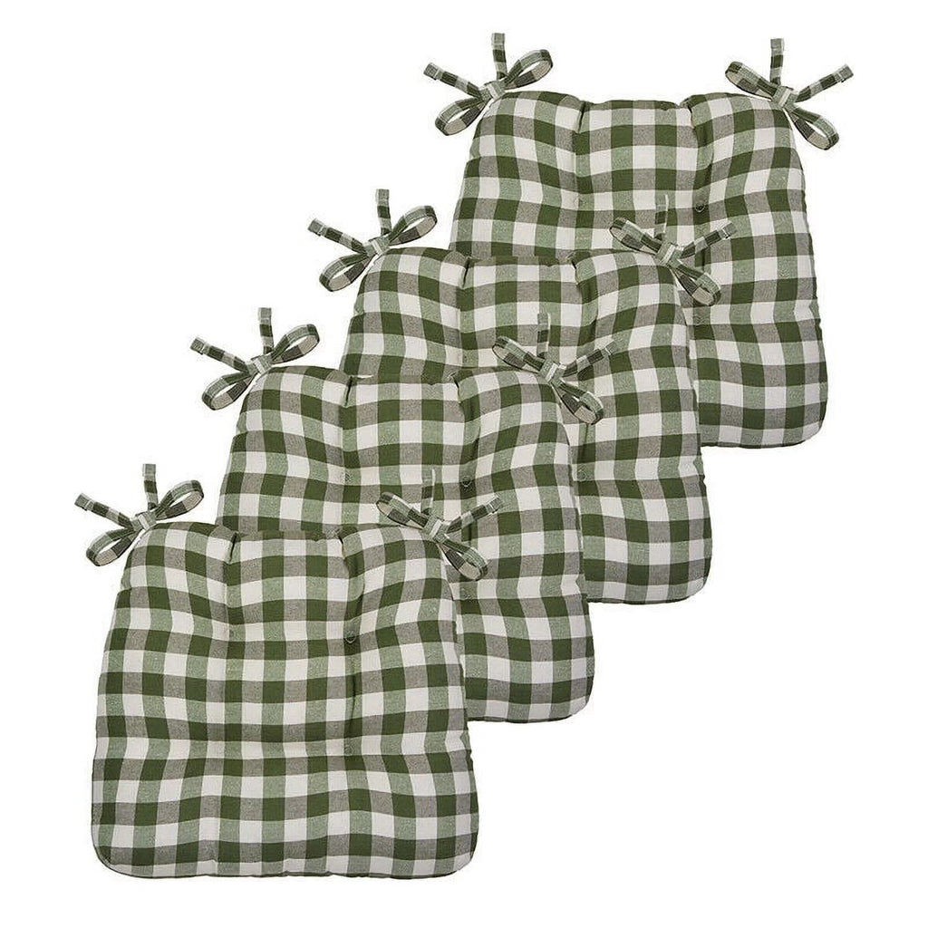 4 Pack Plaid Chair Cushion Pads with Ties S421083