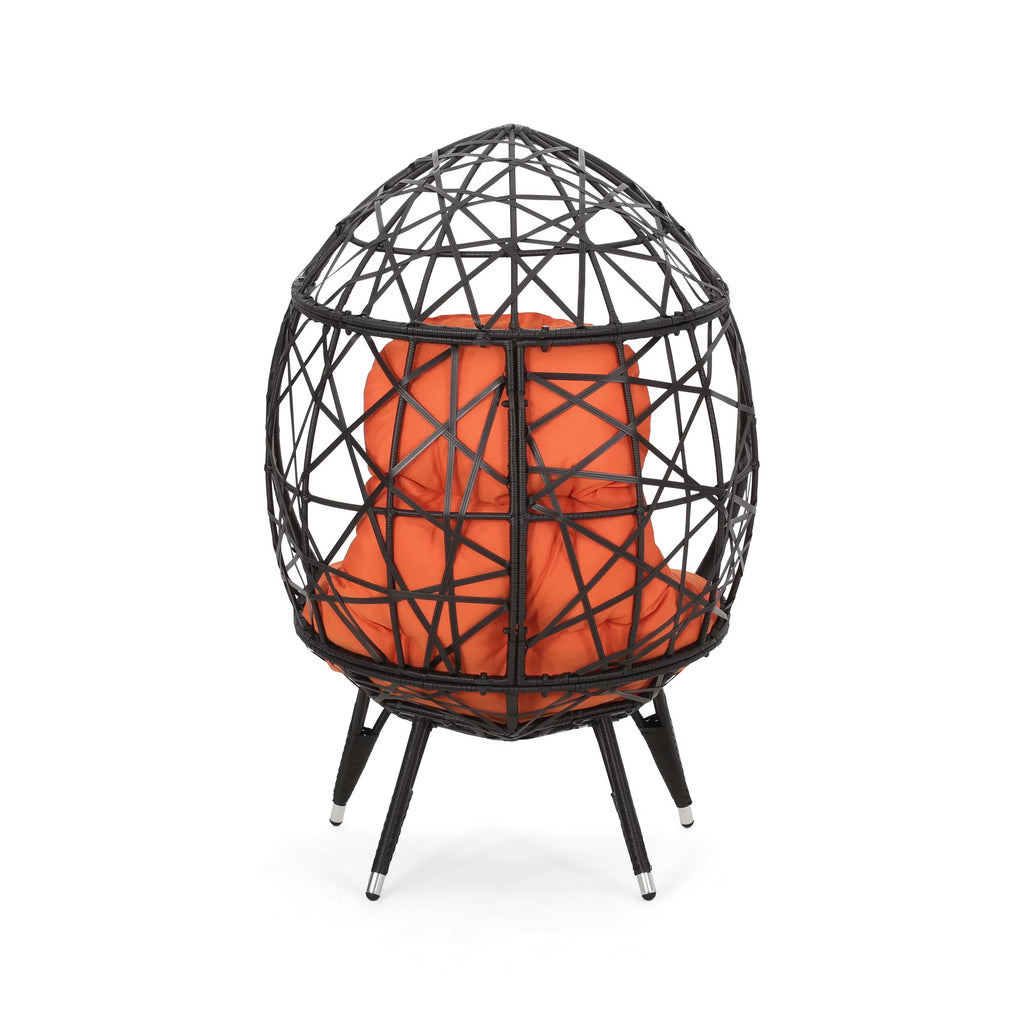 Indoor Wicker Teardrop Chair with Cushion W99464