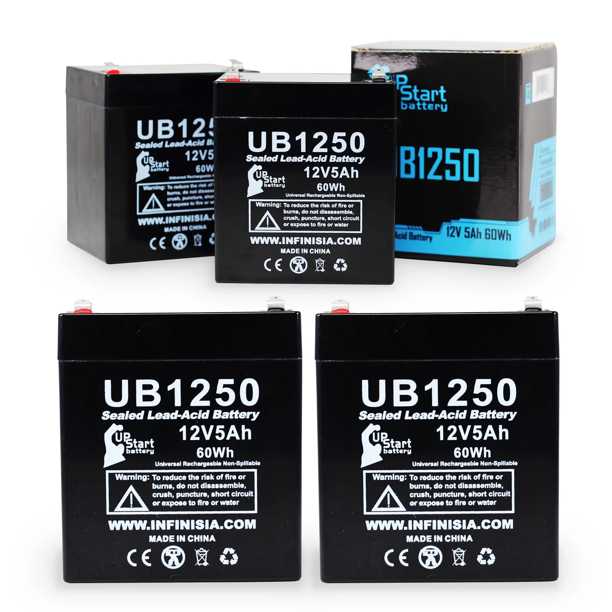 12V 5Ah Sealed Lead Acid Battery with F1 to F2 Terminal Adapters I1368