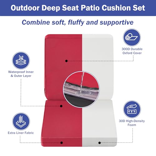 Outdoor Deep Seat Cushion Set 24 x 24 x 4 Inch Navy Blue N96980