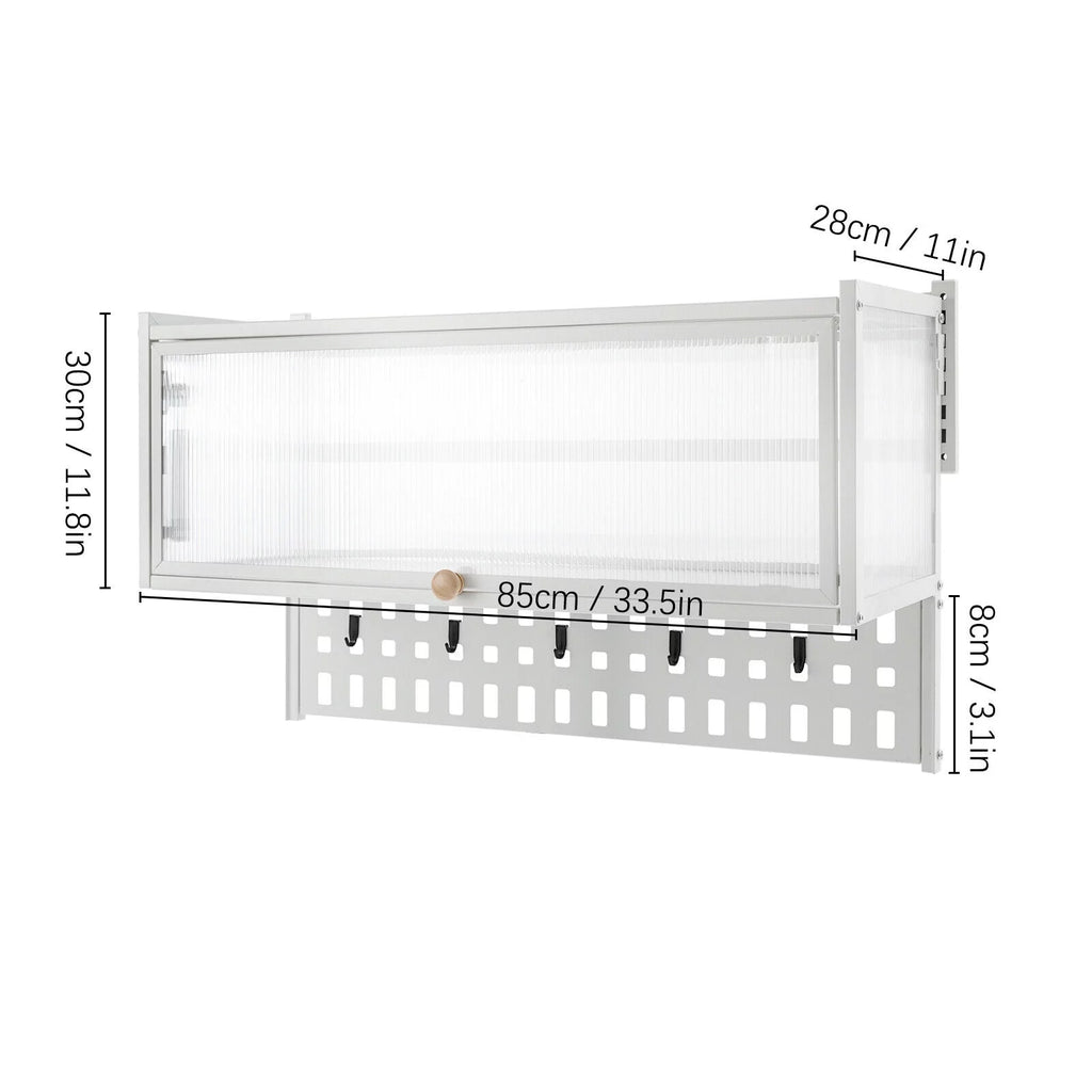 White Wall Mounted Storage Cabinet with Glass Door T105208