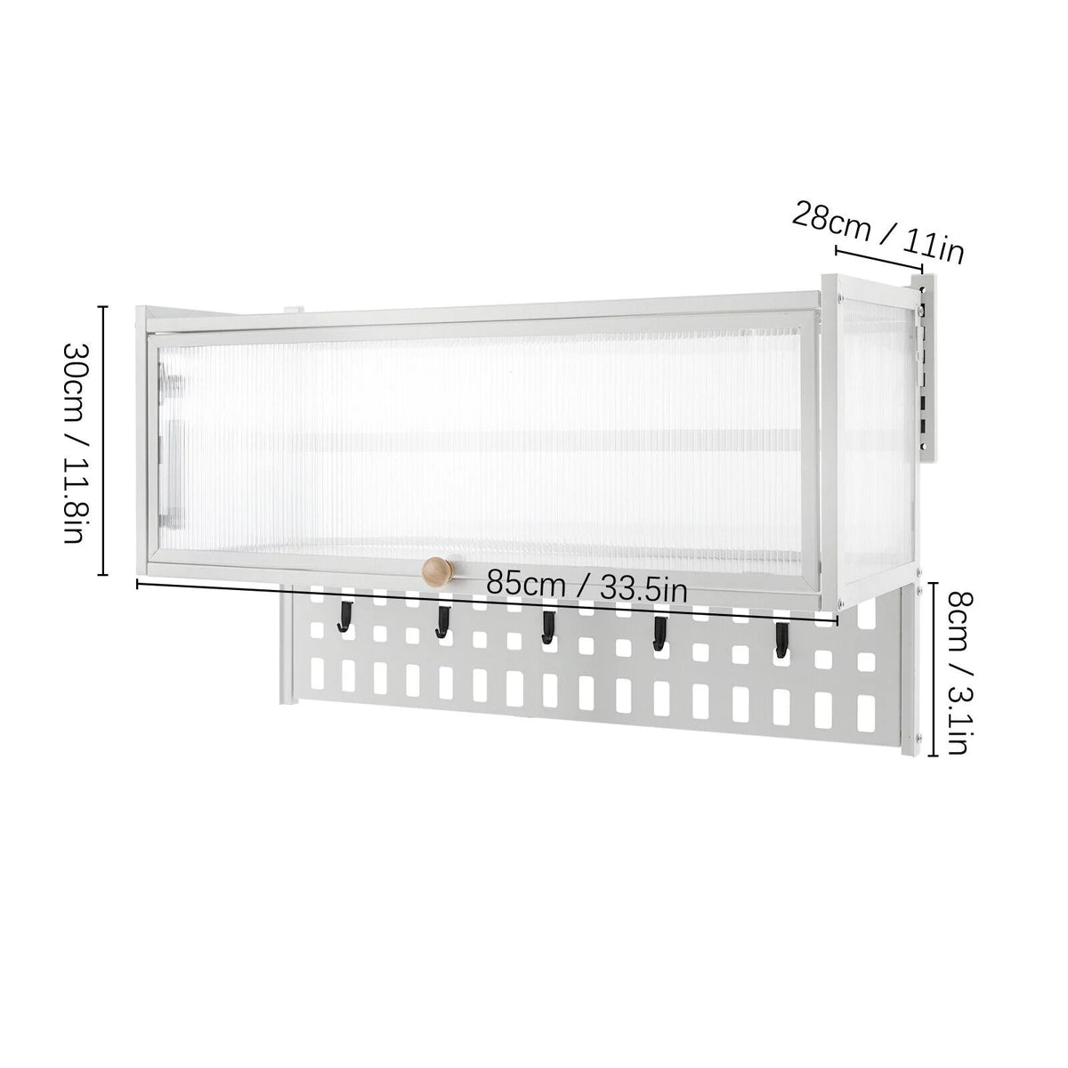 White Wall Mounted Storage Cabinet with Glass Door T105208