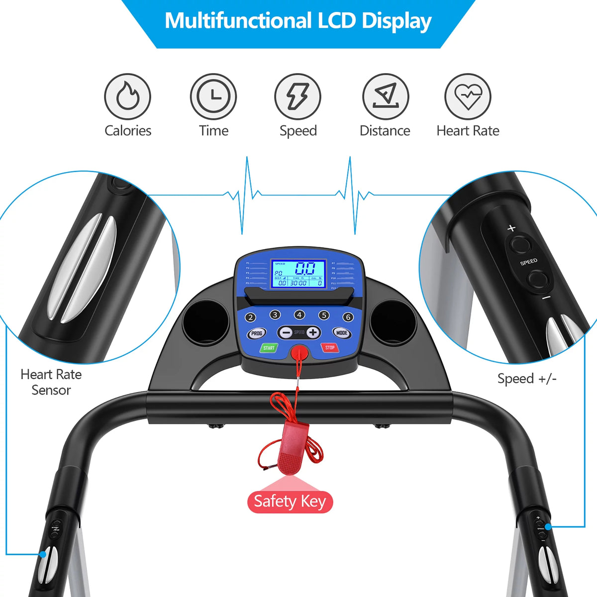 1100W Folding Electric Treadmill D897