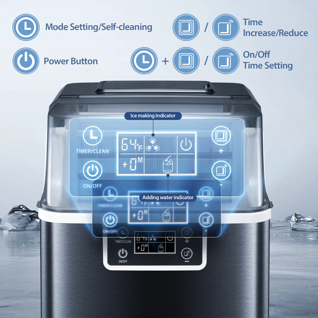 44Lbs/24H Self-Cleaning Countertop Ice Maker with Ice Scoop & Basket A2213