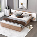 Queen Size Wood Platform Bed with Headboard and Storage D11860